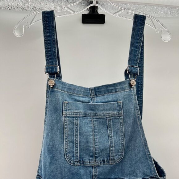 KanCan Women's Open Back Denim Overalls Slim Leg Distressed Size Small - Picture 2 of 9